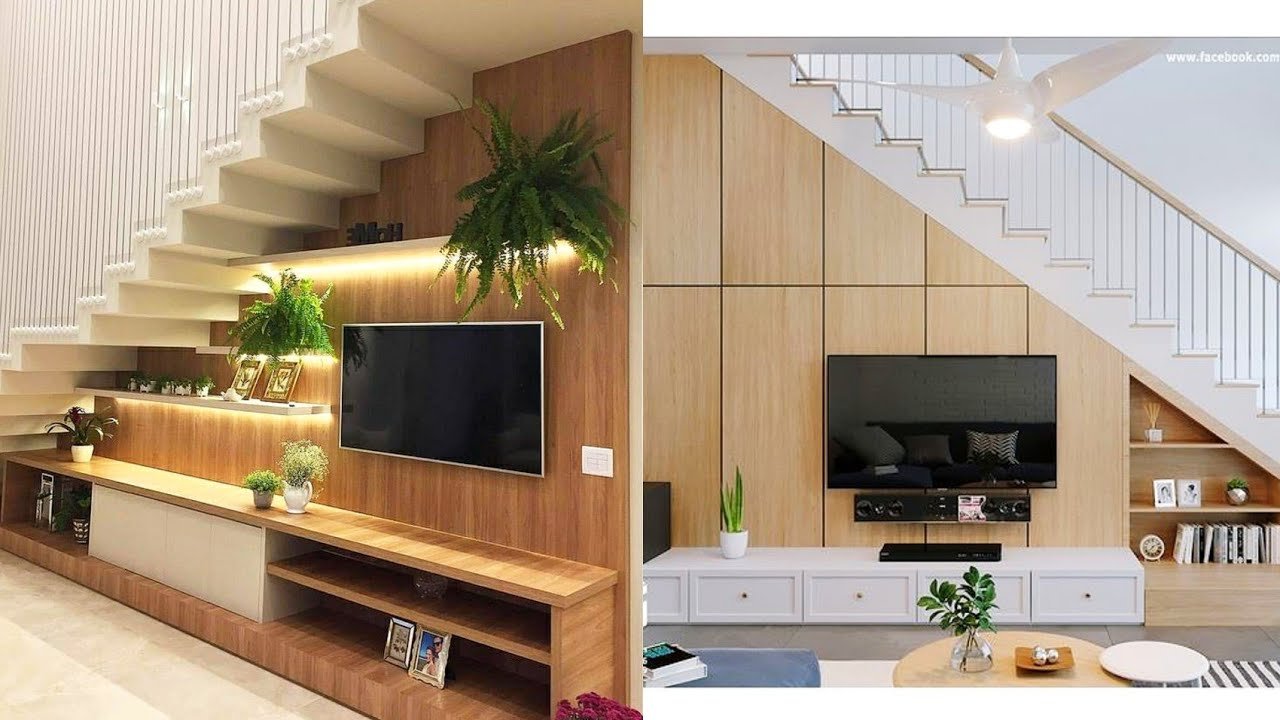 tv unit under staircase